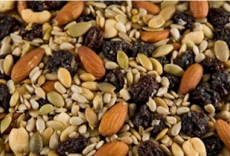 Trail mix - almonds, rasins, sunflowerseads, pumpkin seeds