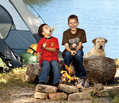 kids dog camp river