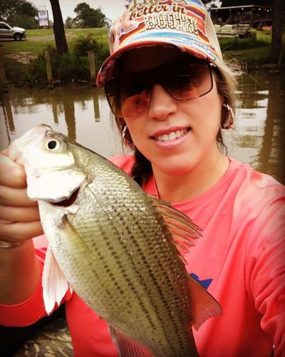 Girl and stripe bass