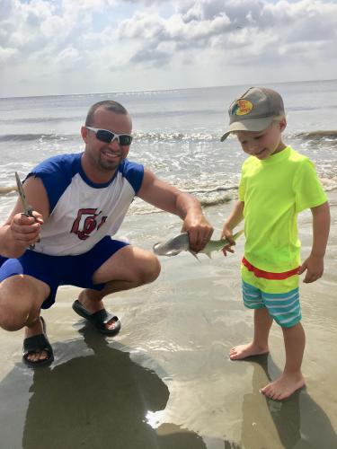 Father son on a beach
