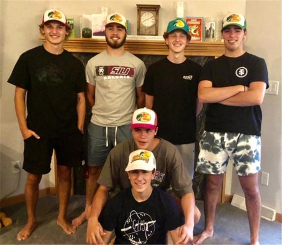 6 teen boys in Bass Pro hats