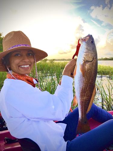 Lady angler & redfish