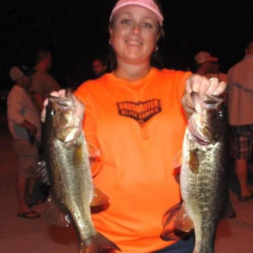 Lady angler with bass