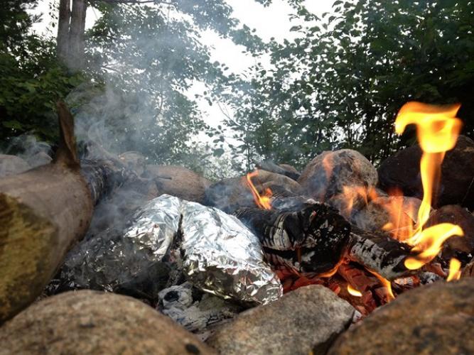 Shore Lunch Over The Fire Braggin' Board Photo: Shore Lunch Over The Fire