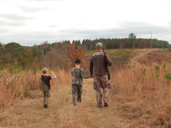 Braggin' Board Photo: 3 Boys Walking - Hunting Season