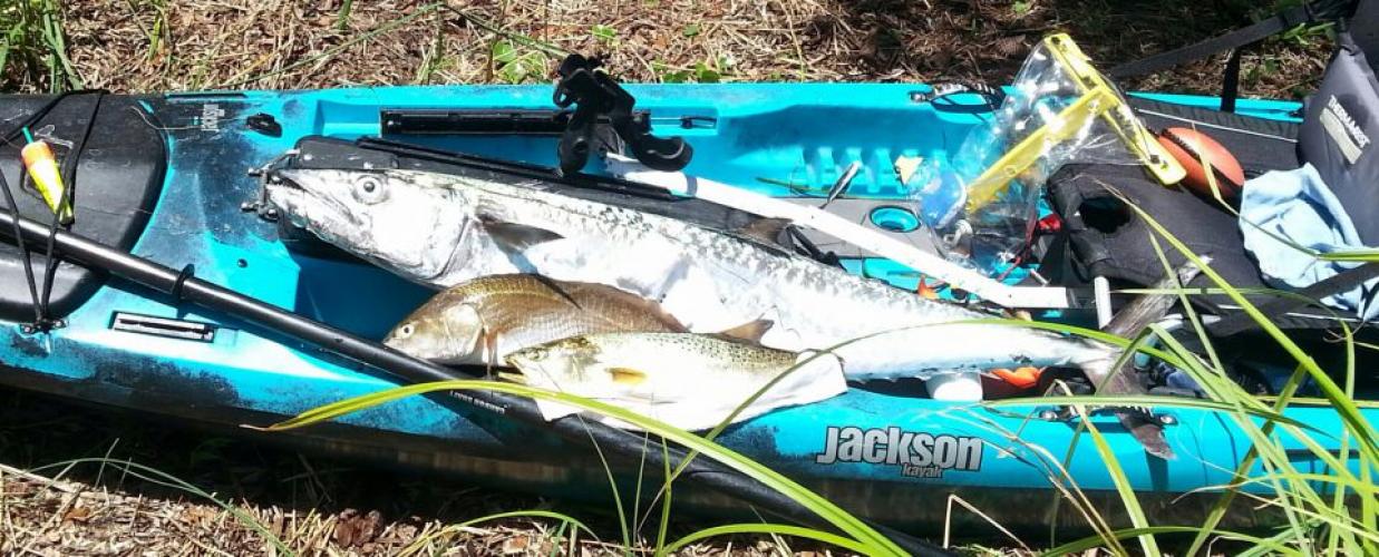 Braggin' Board Photo: 47" Smoker King, 20" Redfish, 18" Speck