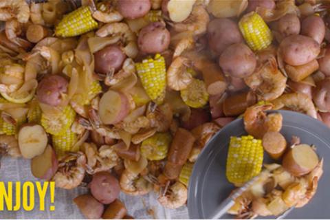 Corn, potatoes, shrimp, sausage boil