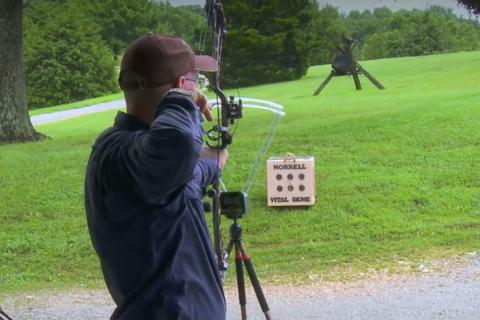 Grant Woods shooting his bow