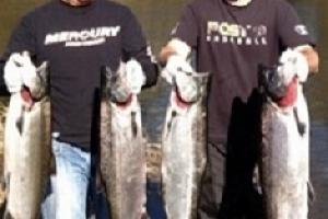 Jay Yelas and friend with Oregon salmon. Dinner time.  by Jay Yelas and friend with Oregon salmon. Dinner time. ...