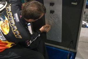 Braggin' Board Photo: Kevin VanDam signing my boat