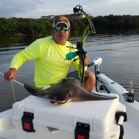 Bow fishing Devil Ray with Captain Ike