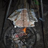 Dinner on a Tripod Campfire Grill