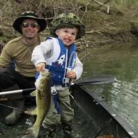Fishing Bass from a canoe