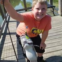 Ashton's first fish!