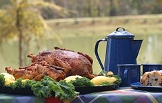 Roasted turkey on table