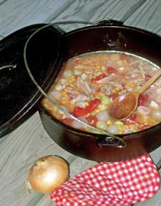 Dutch Oven Cooking pot of beans