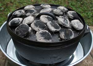 Dutch Oven Cooking with coals on top