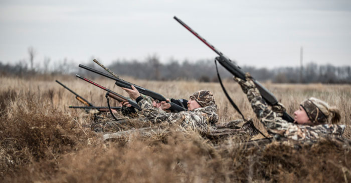 hunters shooting geese