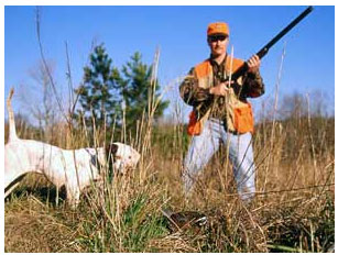 Bird hunter with bird dog