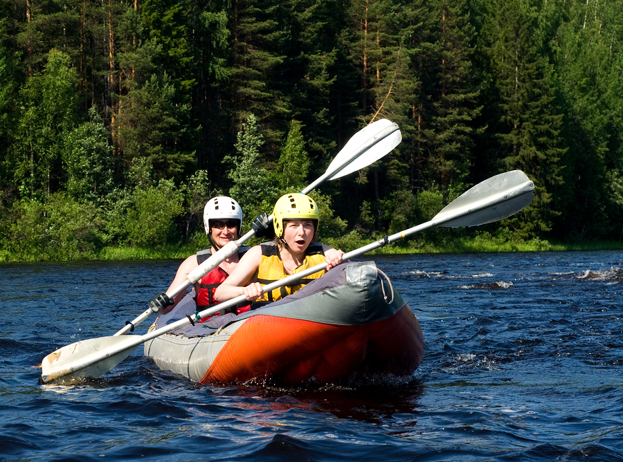 Kayakers on flat water