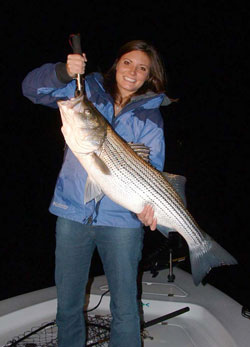 are stripers line shy? what type of line should i use for my