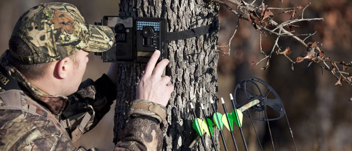 Hunter setting up a game camera