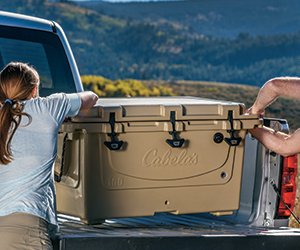 Cabela's Polarcap Cooler loaded in pickup