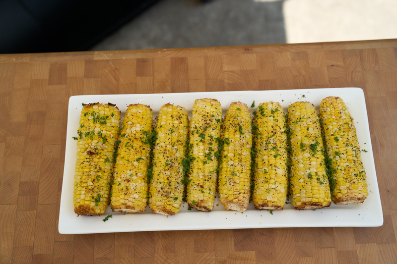 grill corn laid out on a plate