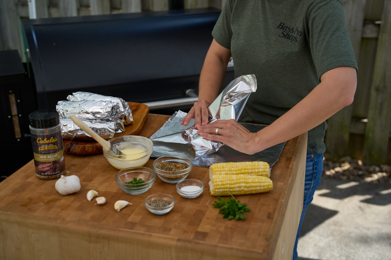 wrapping corn on the cob in foil