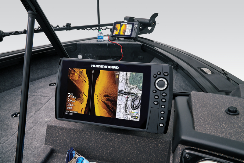 Humminbird fishfinder on a fishing boat