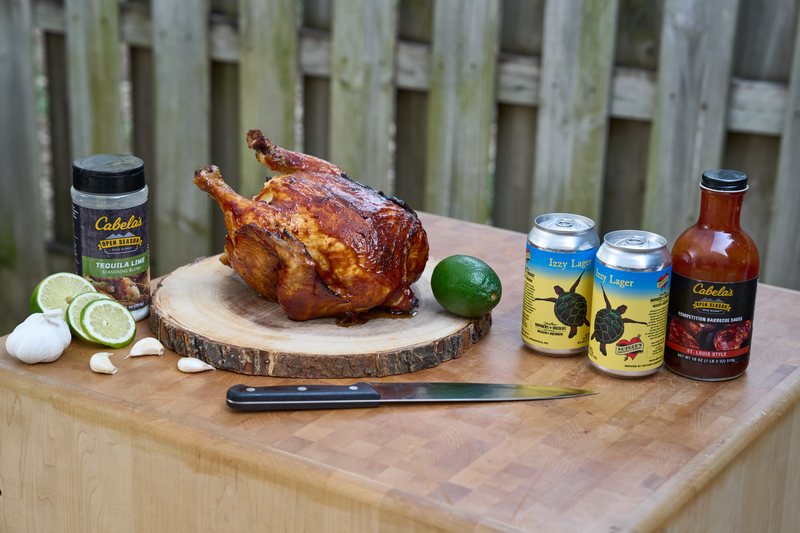 beer can chicken cooked with ingredients