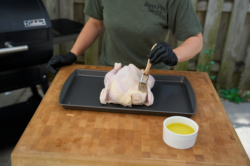 coating skin of chicken with olive oil