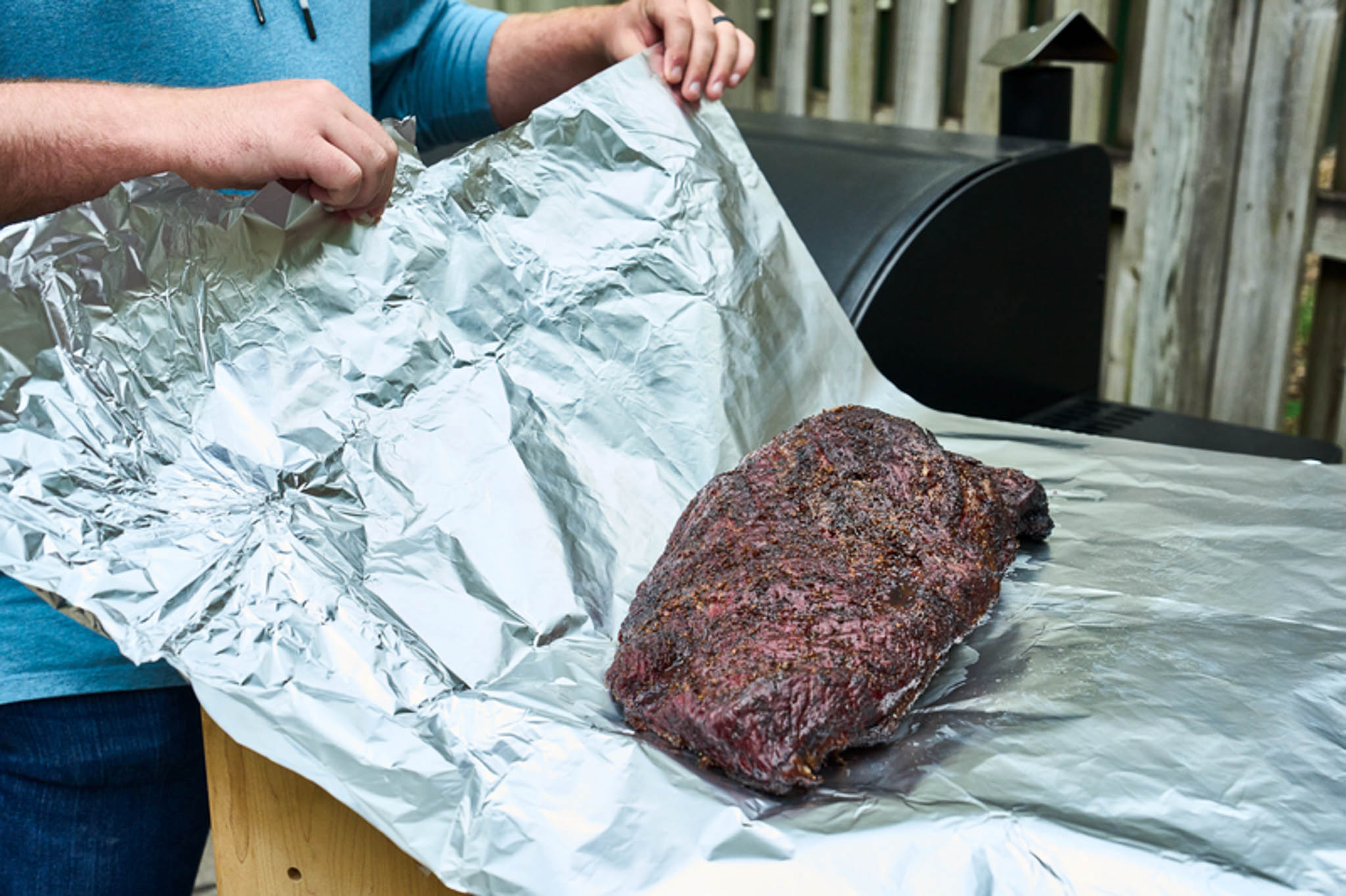 Wrapping brisket in foil