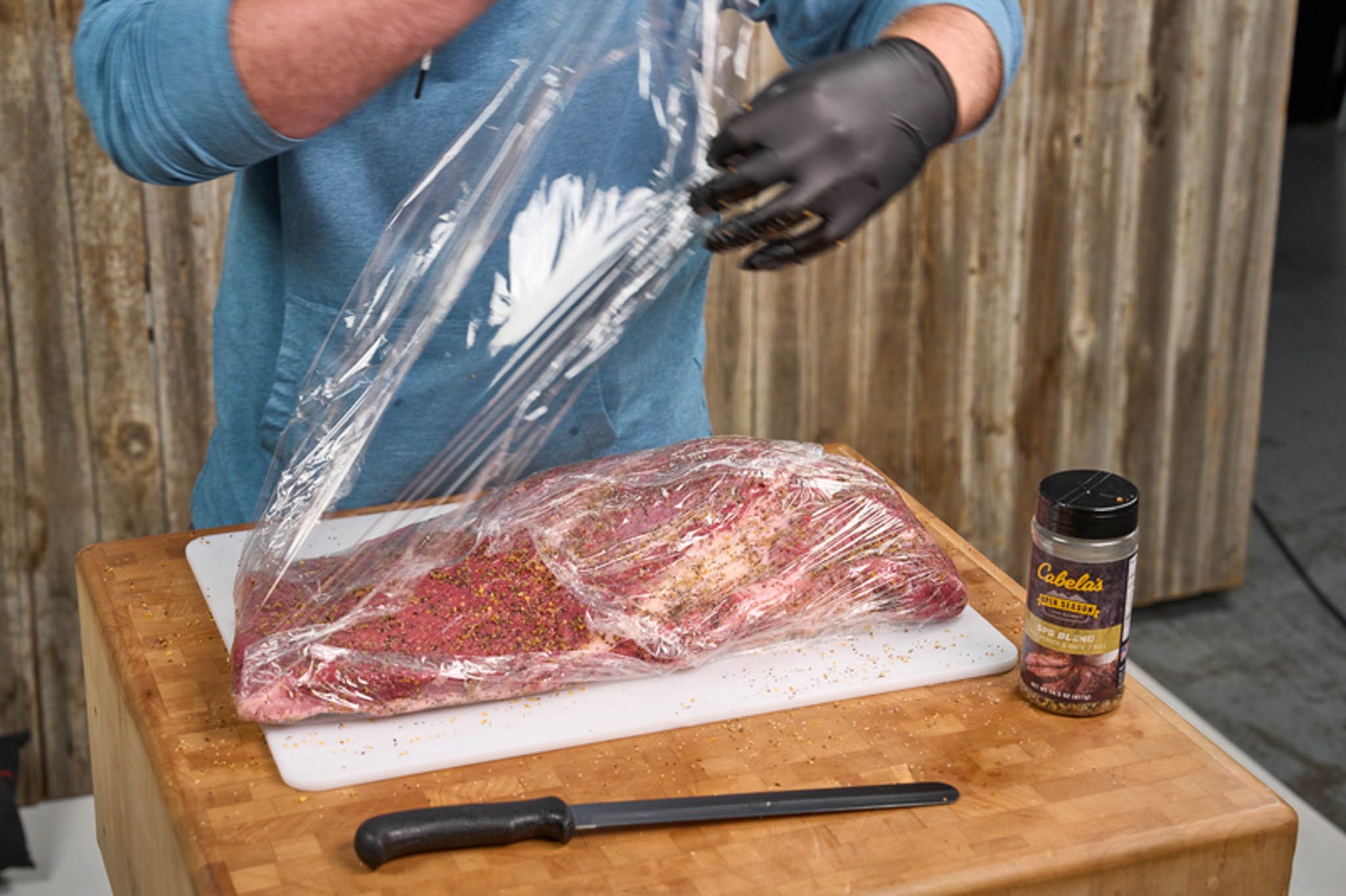 Wrapping brisket in plastic