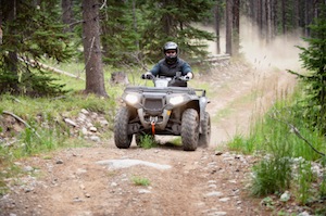 ATV rider with helmet