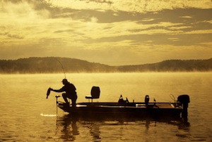 Bass Fishing in morning fog