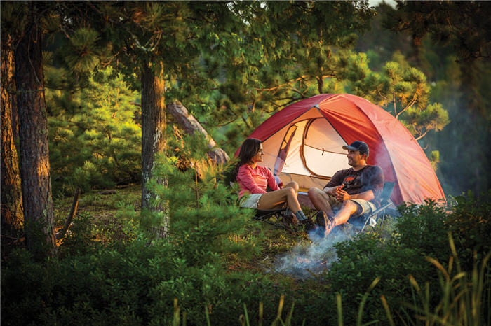 Two campers camped in a wilderness area