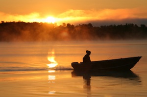 Fishing at sunrise