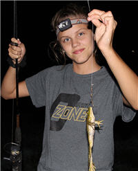 girl fishing frog 