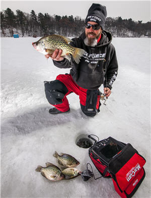 Tony Boshold, ice angler and the crappie he caught