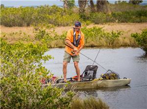 Standing up while kayak fishing