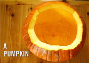 Pumkin with top cut off and inside hallowed out
