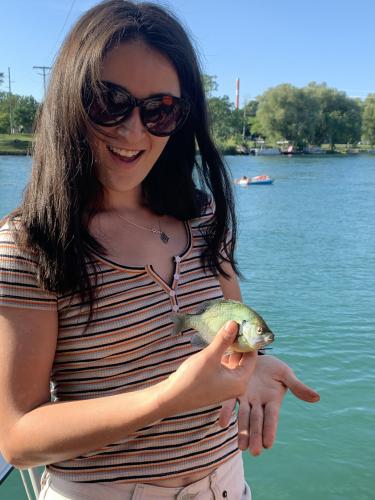 lady angler & small fish