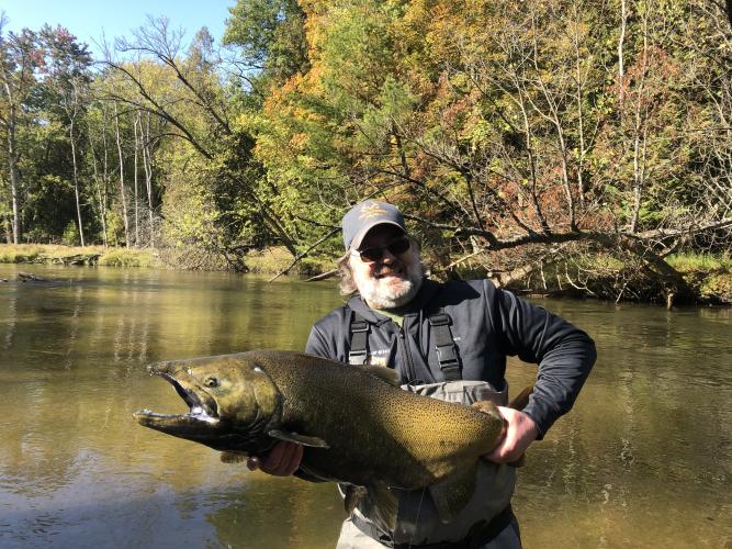 angler holding big salmon