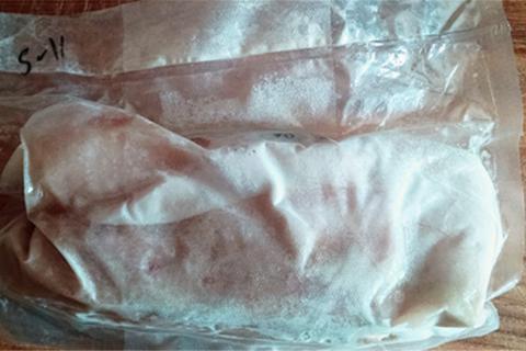 Frozen fish in a bag
