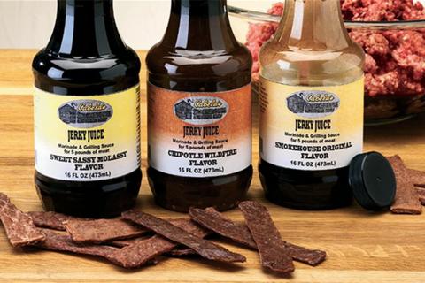 3 Cabela's Jerky Juice bottles