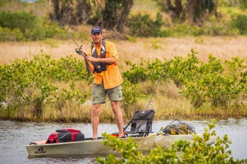 Standing up while kayak fishing