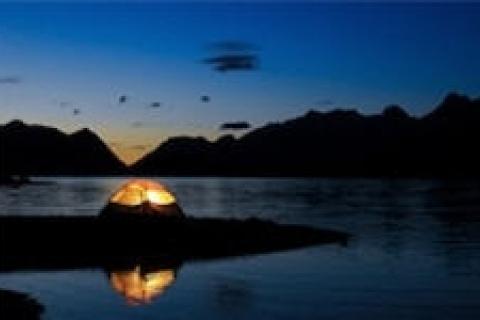 Tent camping on the water