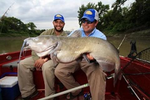 Under utilized fishing opportunities can often create some true trophy fishing experiences in the upper Midwest.  Pictured is Red River Guide Josh Burgett and outdoor television host Jason Mitchell st...
