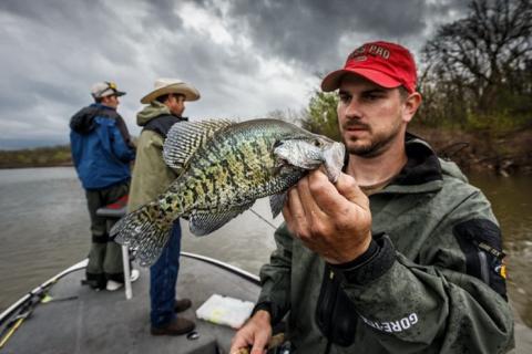 Angler holding crappie